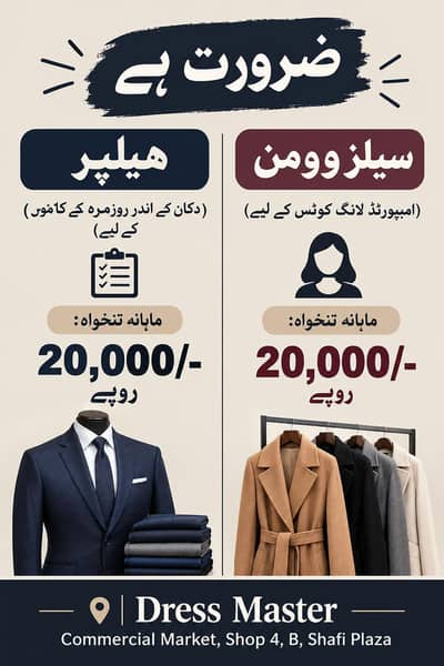 Helper and sales women required