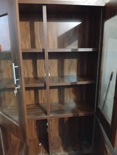 Wooden Glass Door Display Cabinet / Bookcase