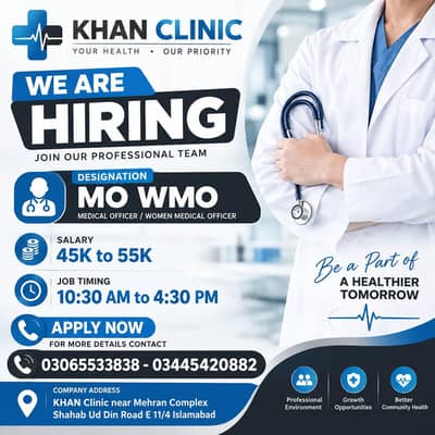 Medical Officer (MO) / Women Medical Officer (WMO) – Islamabad