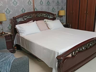 Sheesham original pure king size bed set with new spring mattress