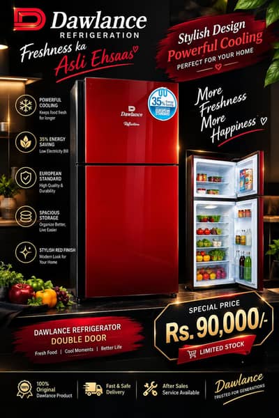 Dawlance Red refrigerator