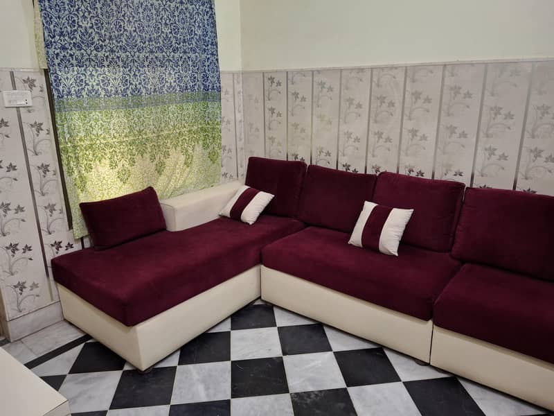 L-Shape Sofa with White Table 3