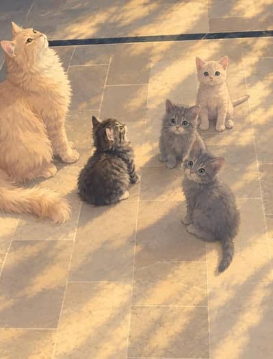 4 kitten 1 adult cat for sale