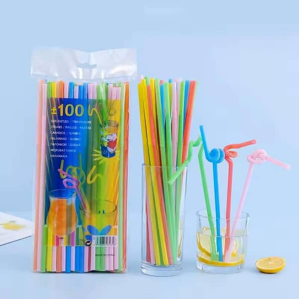 100pcs Colorful Drinking Kunststof Straws Bar Party Wedding Kitchen pajitas plastique Beverage Straw