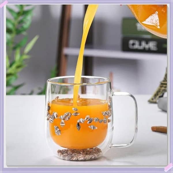 Double Wall High Borosilicate Glass Cup with Handle Heat Resistant Sea Snail DIY Juice Coffee Mug Creativity Gift