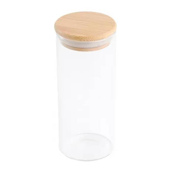 Storage Jar Candy Box Tea Glass Container Transparent Food Cereal Containers Jars with wooden Lids
