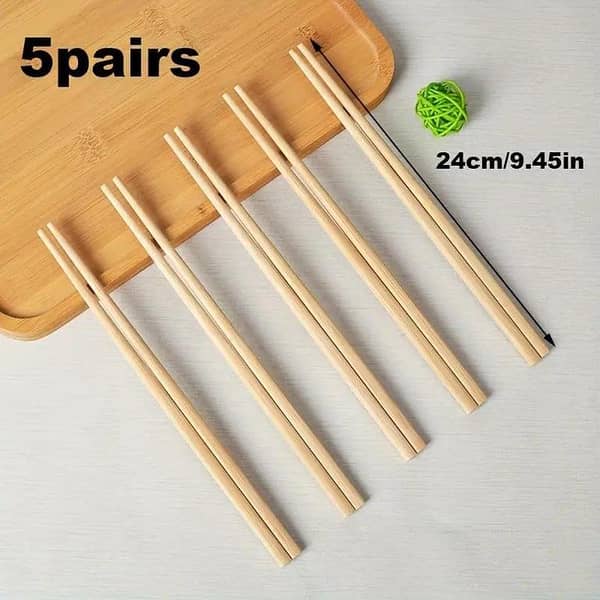 Chopsticks Pair of 5 steel & Bamboo Chopsticks Chinese Chopsticks Reusable Natural wood