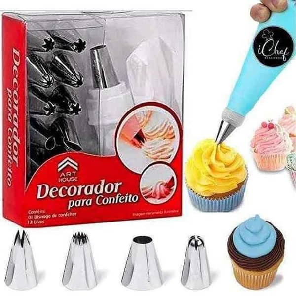 Cakeware 14 Piece Cake Decorating Set Frosting Icing Piping Bag Tips With Steel Nozzles