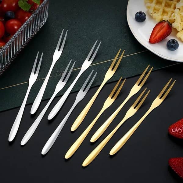 5.2 Inches Stainless Steel Fruit Forks / 2 Prongs Appetizer Cake Fruit Forks / Restaurant Salad CakeTasting Forks