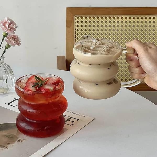 Creative Coffee Mug Heat Resistant Glass Mug with Handle Water Cups Milk Juice Big Handrip Drinking Glasses Mugs Coffee Cups