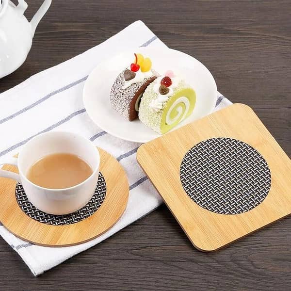 1PC Wooden Coaster Placemats Tea Coffee Cup Pad Durable Heat Resistant Round Bowl Teapot Mat Insulation Tableware Mug Holder