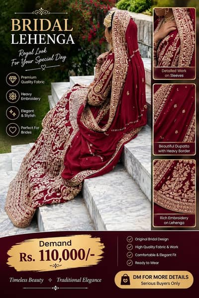 Royal Maroon Bridal Lehenga | Heavy Embroidered Wedding Dress