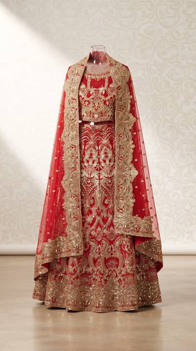 Beautiful Red & Gold Bridal Dress / Wedding Lehenga – Rs. 55,000