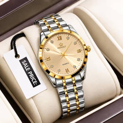 Luxury Gold & Silver Diamond Dial Men’s Watch