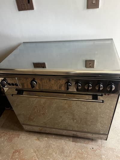 5 Burner Gas Cooking Range with Oven – Stainless Steel
