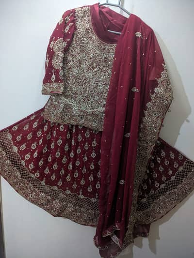 Beautiful Bridal/Wedding Lehenga – Maroon & Gold Heavy Embroidery