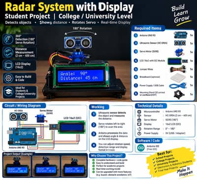 Arduino Radar System with LCD Display | Student & University Project