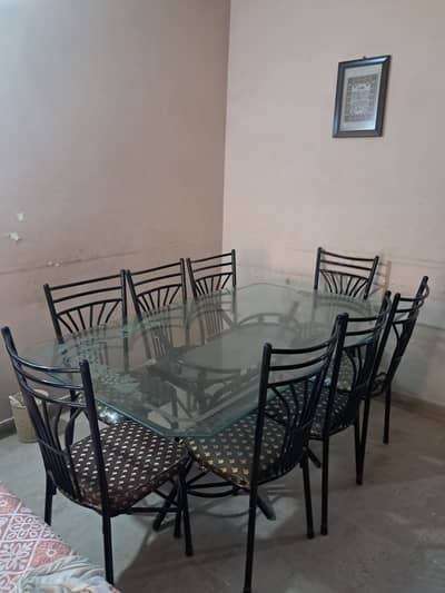 Big Size Iron Dining Table with 8 Chairs