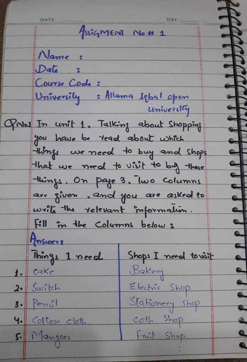 Handwritten assignment 0