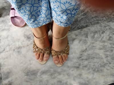 Glamorous Gold Embellished Heels just 1 hour wear.