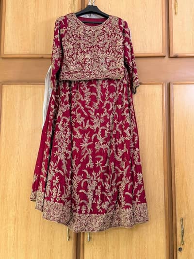 Pakistani Bridal Lehenga Choli – Pink Silk with Gold Dabka Work