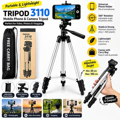 3.5ft Adjustable Tripod Stand for Mobile & Camera with Bag