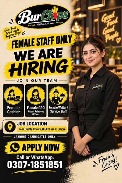 Female cashier , Female GRO, Girl order taker/waiter