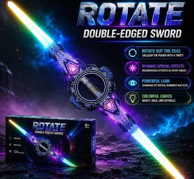 Rotating Double Edged LED Sword Toy For Kids | Rechargeable Light Up