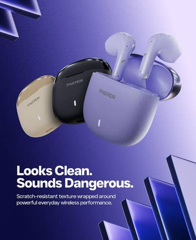 FASTER True Wireless Stereo Earphones with Textured Leatherette Finish
