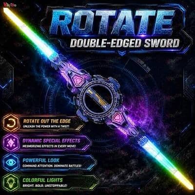 2-in-1 Rotating LED Lightsaber Double Blade Sword Toy With SoundEffect
