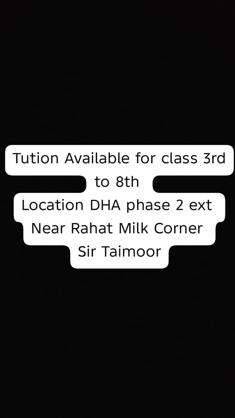 Tutor available for class 3rd to 8th 0