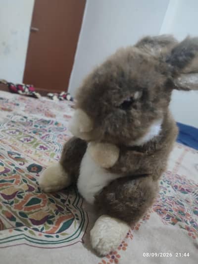 “Cute Brown & White Rabbit Plush Toy – Soft Stuffed Bunny