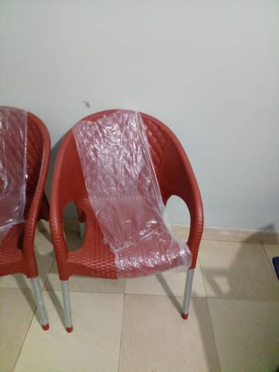 plastic chairs and table