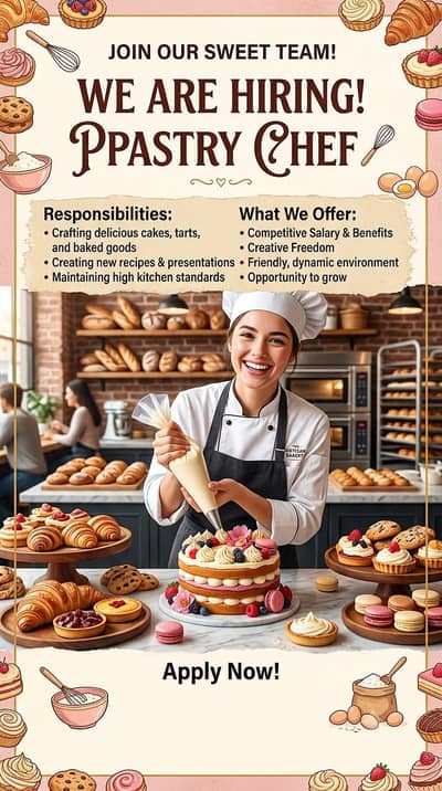 Pastry chef ( Bakery items ) Required