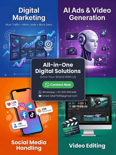 Digital Marketing, AI Ads, Social Media & Video Editing Services