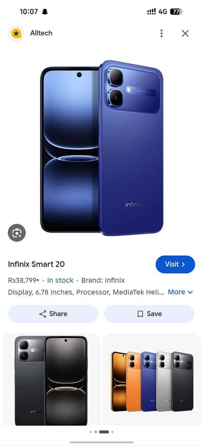 Infinix Smart 20 4/64 one month use all ok with complete box