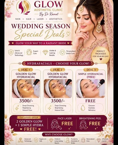 wedding special Hydra facial &prp 3500 only rwp