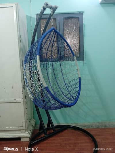 Hanging swing chair with heavy duty stand/jhoola - Excellent condition