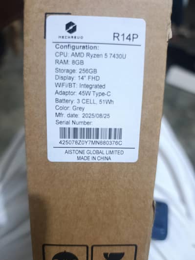 Mechrevo R14P.  Boxed pack PM laptop