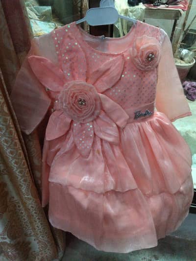 peach frock baby girl