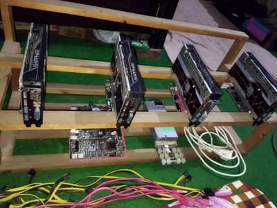 3 Months Used RX580 8GB × 4 Mining Rig | Complete GPU Mining Setup