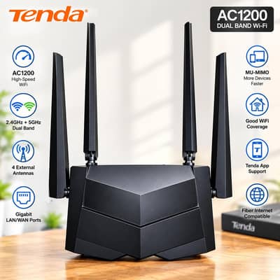 Tenda AC8 AC1200 Dual Band WiFi Router – 4 Antenna – 4 Months Used
