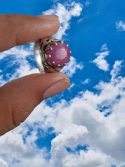 Natural Ruby chandi handmade ring 0
