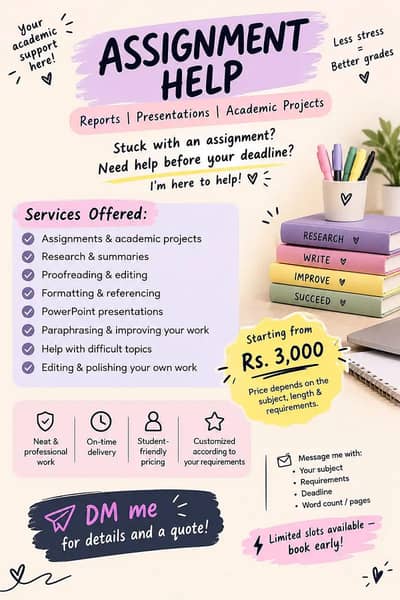 Assignment Help | Reports | PPTs | Academic Projects