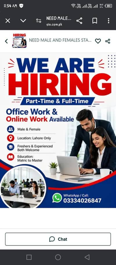 ONLINE WORK AND PART TIME WORK AVAILABLE FOR MALES AND FEMALES