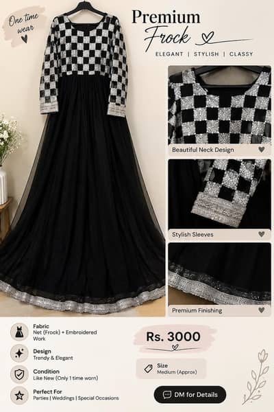  Premium Black & Silver Frock for Sale 