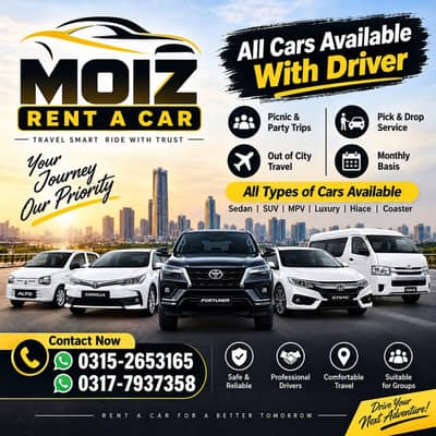 Rent A Car Pick & Drop Service With Driver