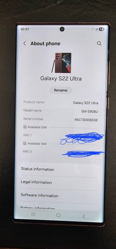 Samsung S22 Ultra 12, 512 GB, Dual Sim, one physical, one esim