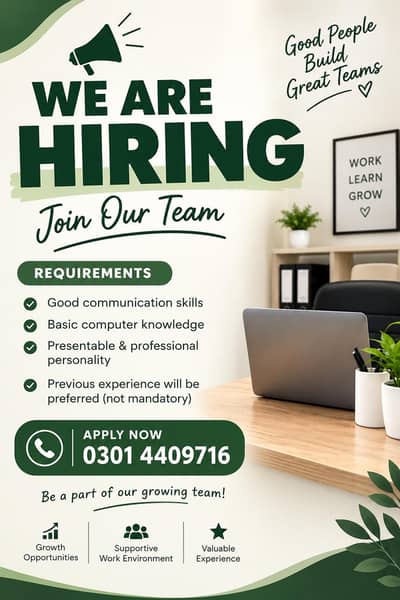 OFFICE WORK AVAILABLE FOR MALES AND FEMALES