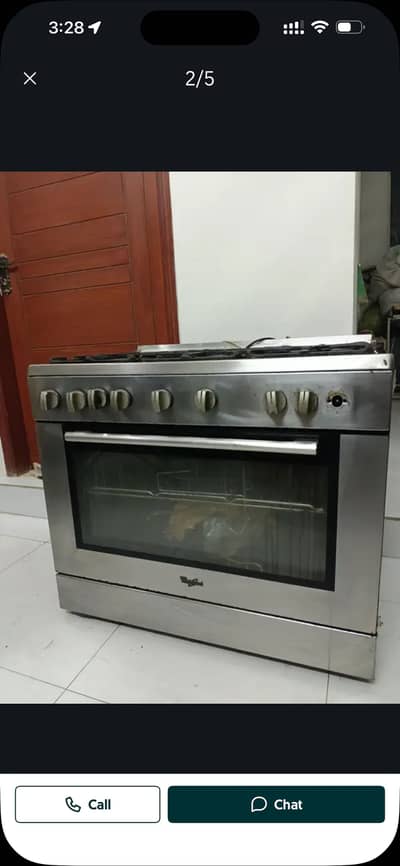 Whirlpool 90x60cm Imported Gas Cooking Range – 5 Burner with Oven